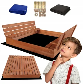 Detské uzatvárateľné pieskovisko s lavičkami 140 x 140 cm impregnované