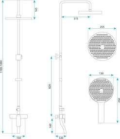 Rea Bloom, sprchová-vaňová súprava dažďovou hlavovou a ručnou sprchovou hlavicou, chrómová, REA-P9527