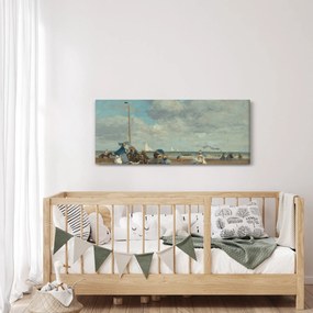 Obraz - Eugène Boudin, Beach  at Trouville, reprodukcia (120x50 cm)