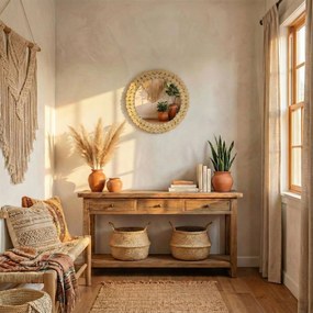 Tutumi Tutumi, nástenné zrkadlo Boho 36 cm KLNA-MR01, svetlá hnedá, HOM-02802