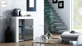 Mazzoni MILA 1D LED skrinka biela / šedý lesk, obývacia izba
