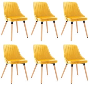 Jedálenské stoličky 6 ks žlté zamat
