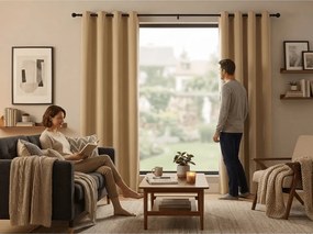 Záves OXFORD 140x270 cm, béžový Zavesenie: Riasiaca páska