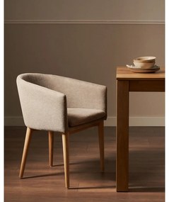 Béžové čalúnené jedálenské kreslo s podrúčkami Harlan – Kave Home