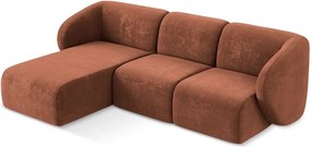 Ženilková rohová pohovka v terakotovej farbe (ľavý roh/s leňoškou) Lani – Makamii