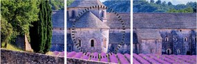 Obraz - Levanduľové pole (s hodinami) (90x30 cm)