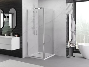 Mexen Exo, výklopná sprchová kabína, dvere 120 cm + bočná stena 120 cm, transparentné sklo, chróm, 814-120-120-01-00