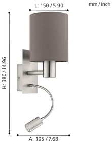 Eglo 96481 - LED Flexibilné svietidlo PASTERI 1xE27/40W+LED/3,8W šedá