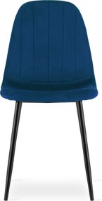 Jedálenská stolička PADVA VELVET s čiernymi nohami, modrá