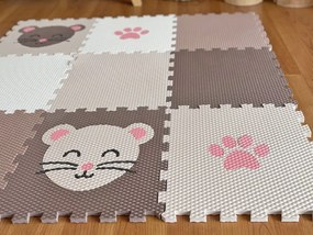 Penová puzzle podlaha na hranie do detskej izby MYŠKA A LABKA 9 dielov