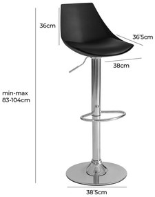 Čierne barové stoličky s nastaviteľnou výškou z imitácie kože v súprave 2 ks (výška sedadla 56,5 cm) – Casa Selección