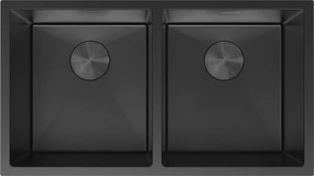 Mexen Binox, 2-komorový nerezový drez 800 x 450 mm, čierna, 6421802000-70