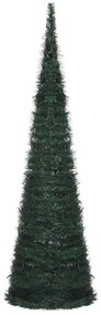 Rozkladací osvetlený umelý vianočný stromček, zelený 150 cm
