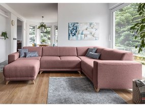 Ružová rozkladacia/s úložným priestorom rohová pohovka (pravý roh/do tvaru "U") Classy Sophie – Miuform