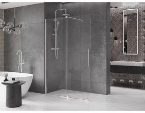 Mexen Velar, posuvné dvere do otvoru typ Walk-In 140 cm, 8mm číre sklo, chrómová, 871-140-000-03-01