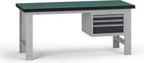 Pracovný stôl do dielne G8, 1800 x 750 x 800 mm, 1x kontejner, 3 zásuvky, grafit
