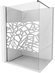 Mexen Kioto, sprchová zástena Walk-In 70 x 200 cm, 8mm číre sklo biely vzor, grafitový profil, 800-070-101-66-85