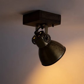 Priemyselné stropné bodové svietidlo bronzové s drevom 18 cm - Mangoes