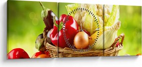 Obraz - Zelenina (s hodinami) (90x30 cm)