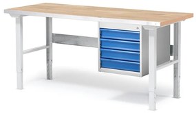 Dielenský stôl SOLID so 4 zásuvkami, 1500x800 mm, nosnosť 750 kg, dub