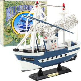 LEAN Toys Zberateľský model rybárskej lode Flying Lady modrý 24x23 cm