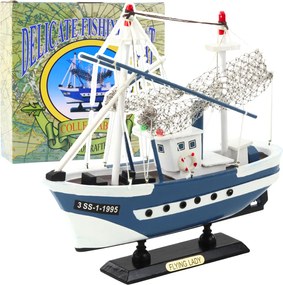 LEAN Toys Zberateľský model rybárskej lode Flying Lady modrý 24x23 cm