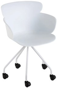 Plastová biela stolička na kolieskach Eva - 56 * 53 * 81 cm