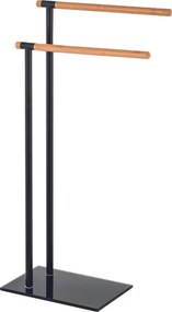 Erga Plain, voľne stojaci 2-ramenný držiak na uteráky 410x200x775 mm, čierna-hnedá, ERG-07617