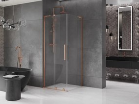 Mexen Velar L, sprchový kút s posuvnými dverami 90 x 90 cm, 8mm číre sklo, medená matná, 871-090-090-03-65
