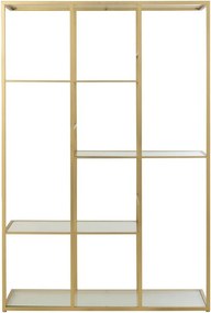 Zlatý antik kovový regál so sklenenými policami Doree gold - 120*40*180 cm