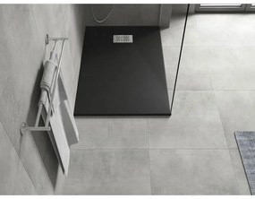 Mexen Hugo, obdĺžniková sprchová vanička SMC 110 x 70 cm, čierna, oceľová krytka, 42707011-X