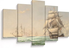 Obraz - Fitz Henry Lane, The United States Frigate President Engaging the British Squadron, reprodukcia (150x105 cm)