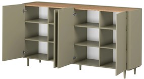 Komoda Elivo 200 cm na nožičkách - eukalyptus / dub baltic dune