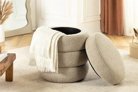Taburetka VOQUE 50cm buclé taupe s úložným priestorom