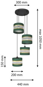 Luster na lanku HELEN 4xE27/15W/230V zelená/zlatá