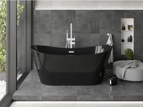 Mexen Montana, voľne stojaca vaňa 170 x 80 cm, čierna,  biely prepad, 52011708070-20