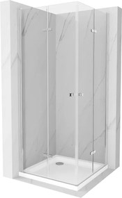 Mexen Lima Duo skladací sprchový kút 90 x 90 cm, transparentný, chróm + sprchová vanička Flat - 856-090-090-01-02-4010