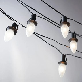 Svetelná reťaz Šiška, 20 LED žiaroviek Filament, čierny kábel, predĺženie