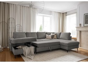 Sivá menčestrová rozkladacia rohová pohovka (pravý roh) Lofty Lilly – Miuform