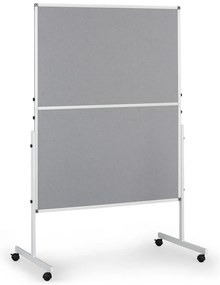 Mobilná informačná tabuľa, sklopná, sivá látka, 1200 x 1500 mm