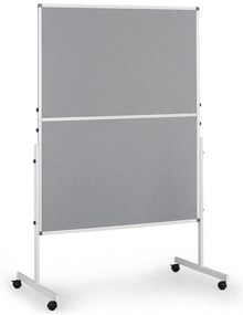 Mobilná informačná tabuľa, sklopná, sivá látka, 1200 x 1500 mm