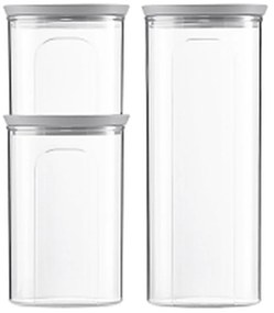 STEFANPLAST Súprava 3 okrúhlych dóz Tosca, transparetná/šedá