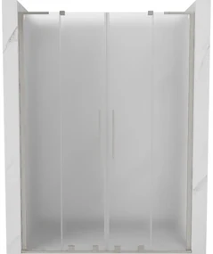 Mexen Velar L Duo, posuvné sprchové dvere do otvoru 160 cm, 8mm sklo námraza, brúsená oceľ, 871-160-003-32-97
