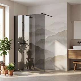 Bezrámová sprchová zastena REA FLEXI BLACK 110 cm, čierna matná/sivá dymová - bez vaničky