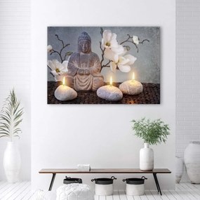 Obraz na plátně Buddha Orchidej Květiny Příroda - 120x80 cm