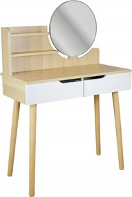 Toaletný stolík SCANDI 2 so zrkadlom naturálny / biely