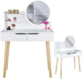 Dekorstudio Toaletný stolík so zrkadlom - SCANDI biely