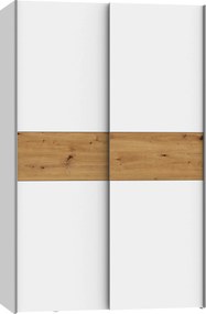 XXXLutz ŠAT. SKRIŇA S POSUV. DVERAMI, biela, farba duba, 120/190,5/61,2 cm Carryhome - Skrine - 000687001803