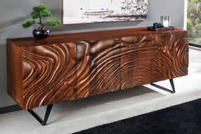 Komoda FLUID 175 cm 3D akáciové drevo orech hnedá