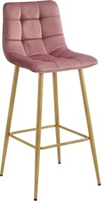 Barová stolička ARCETO zamatová, tmavoružová / hnedá
